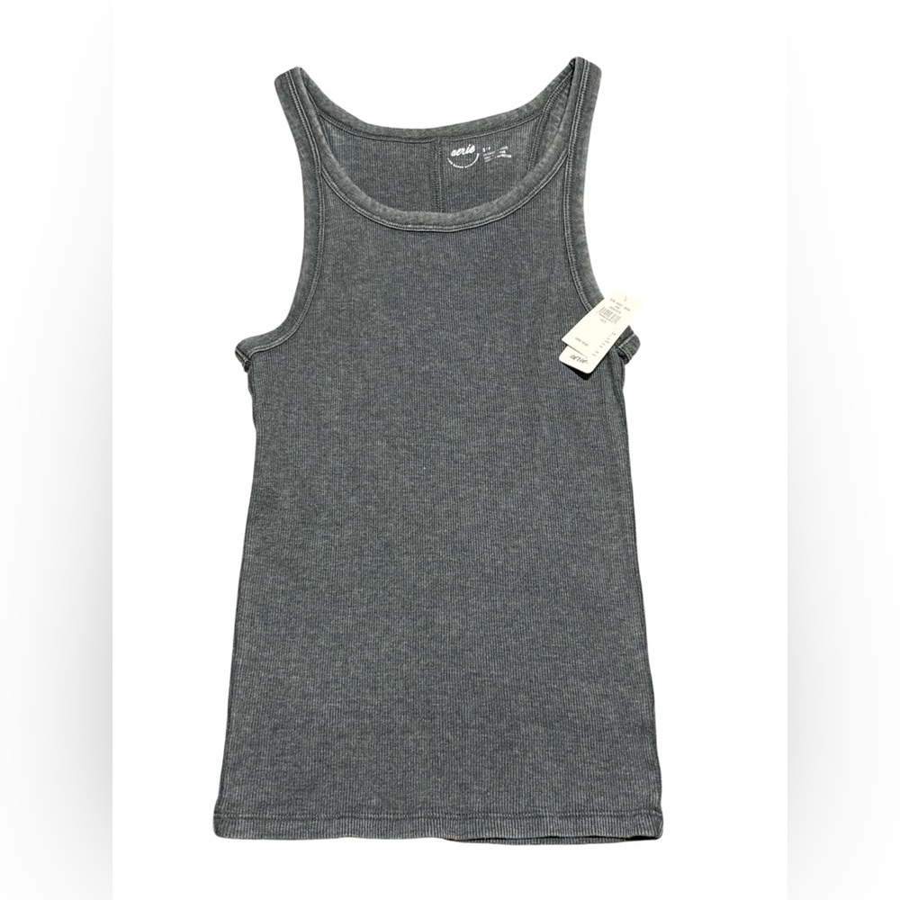 🌴 Aerie Charcoal Ribbed Tank